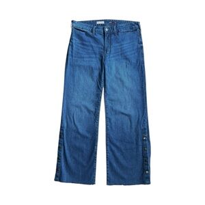 Pilcro by Anthropologie Wide Leg Button‎ Hem Jeans Medium Blue Women’s 29